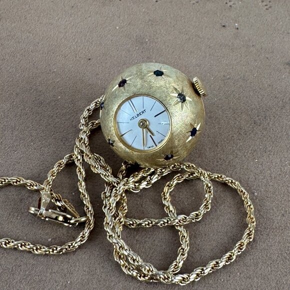 Vintage Swiss Kelbert Orb Watch with Pave Set Red, Blue and Crystal Spinel Gems main image 8